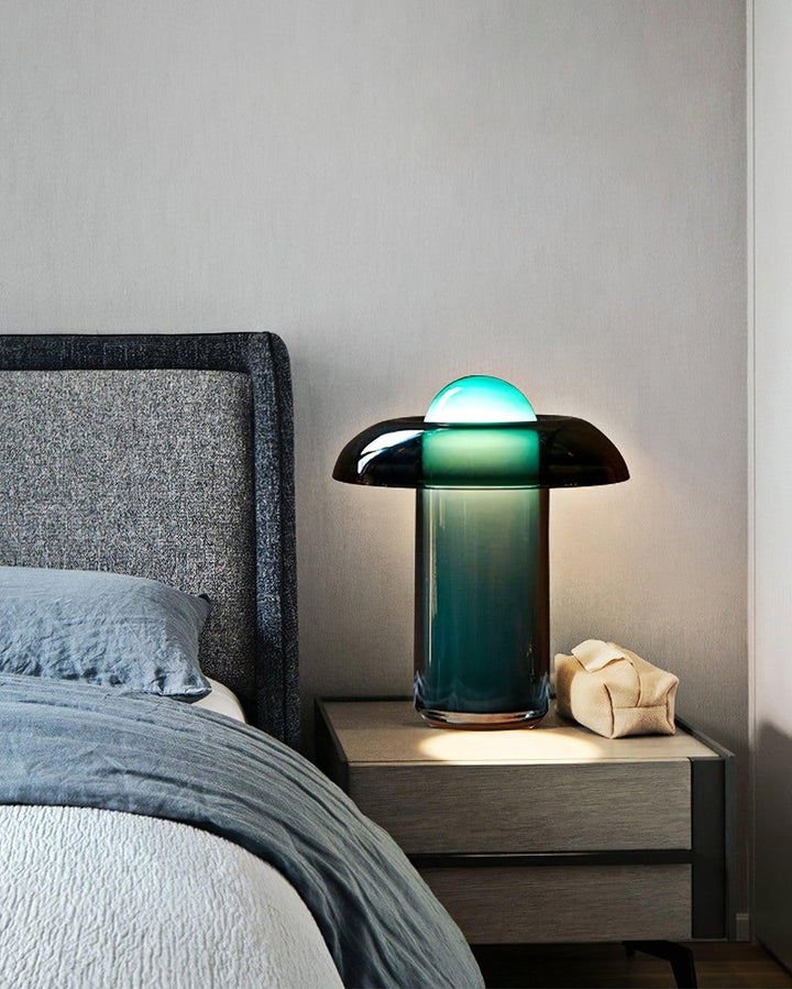 Lampa stołowa w kształcie grzyba ze szkła