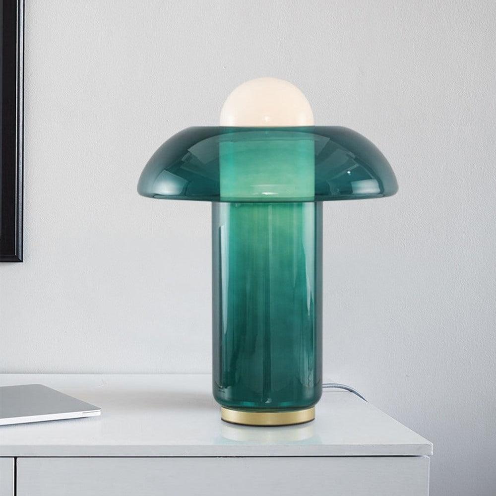 Lampa stołowa w kształcie grzyba ze szkła