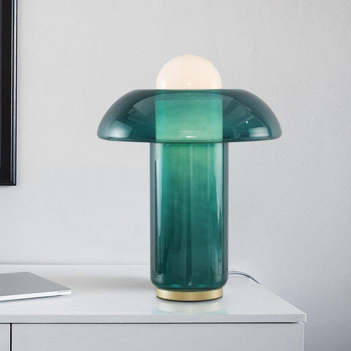 Lampa stołowa w kształcie grzyba ze szkła
