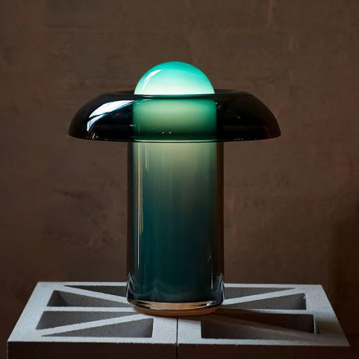 Lampa stołowa w kształcie grzyba ze szkła