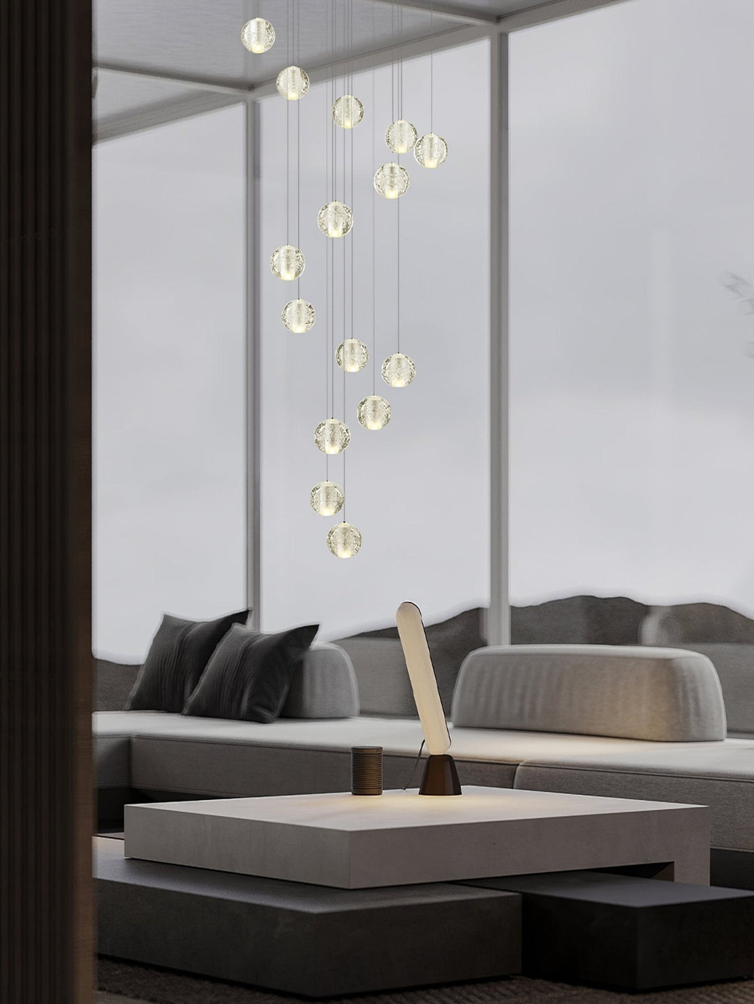 Lampa wisząca z kryształowymi kulkami