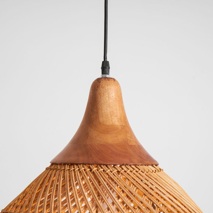 Skręcana Lampa Wisząca z Rattanu