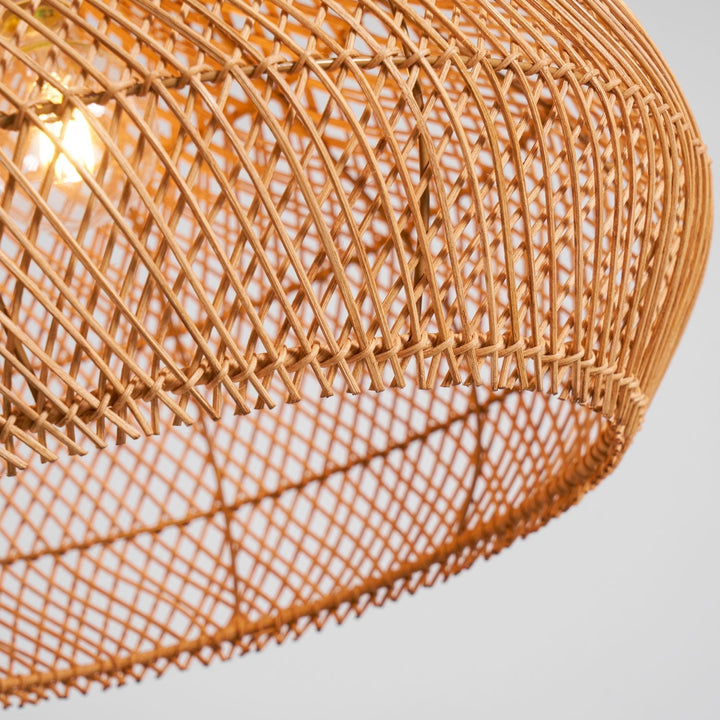 Skręcana Lampa Wisząca z Rattanu