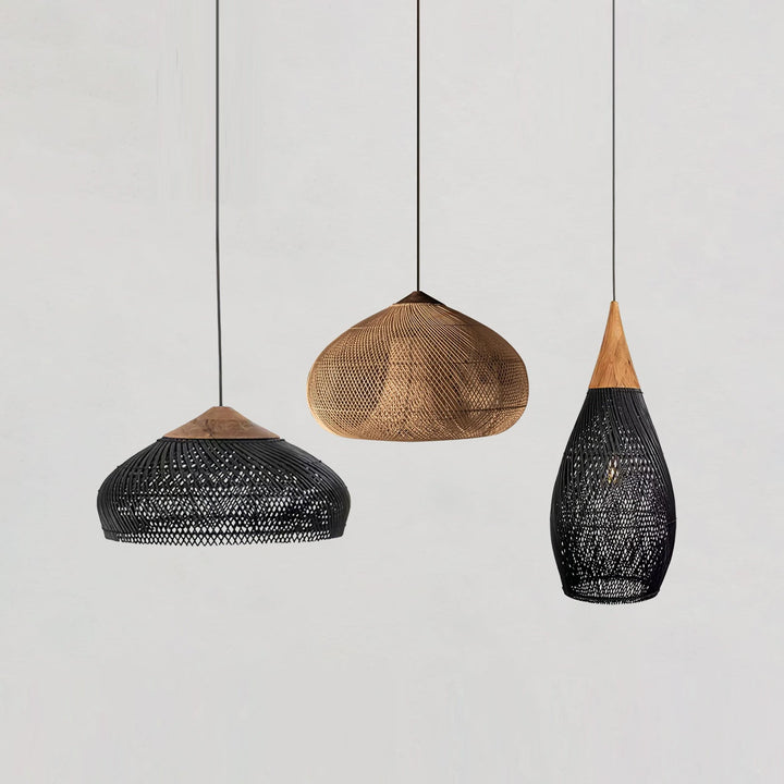 Skręcana Lampa Wisząca z Rattanu