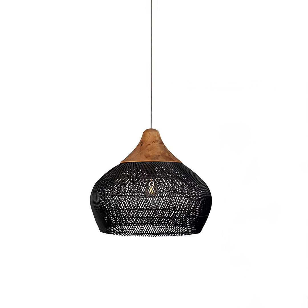 Skręcana Lampa Wisząca z Rattanu