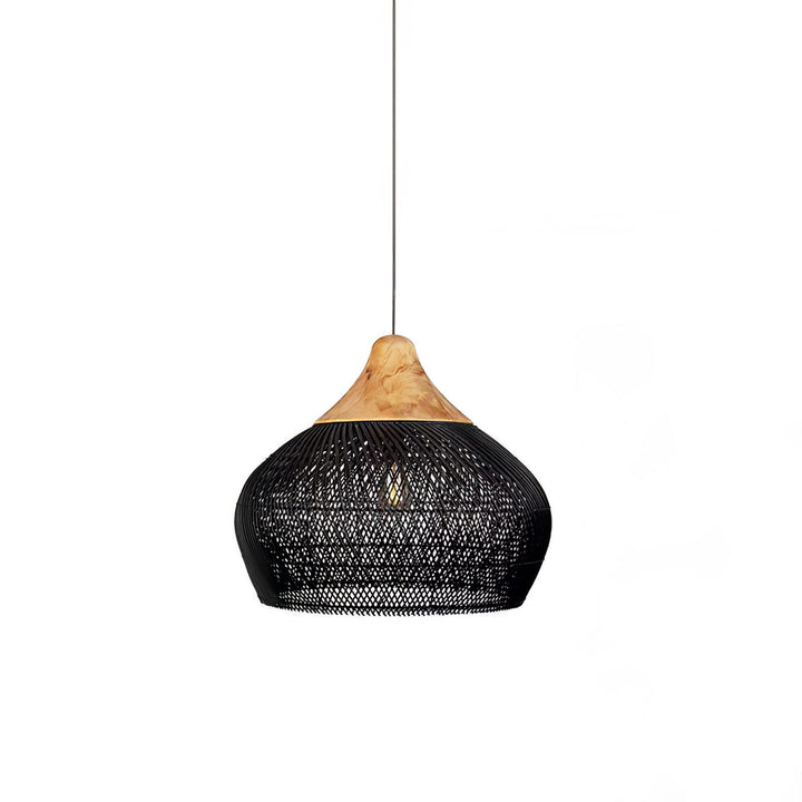 Skręcana Lampa Wisząca z Rattanu
