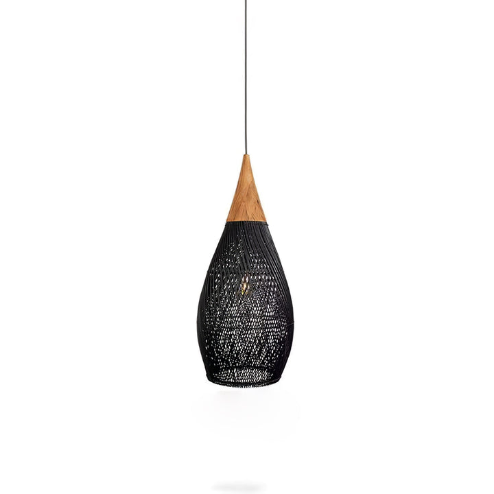 Skręcana Lampa Wisząca z Rattanu