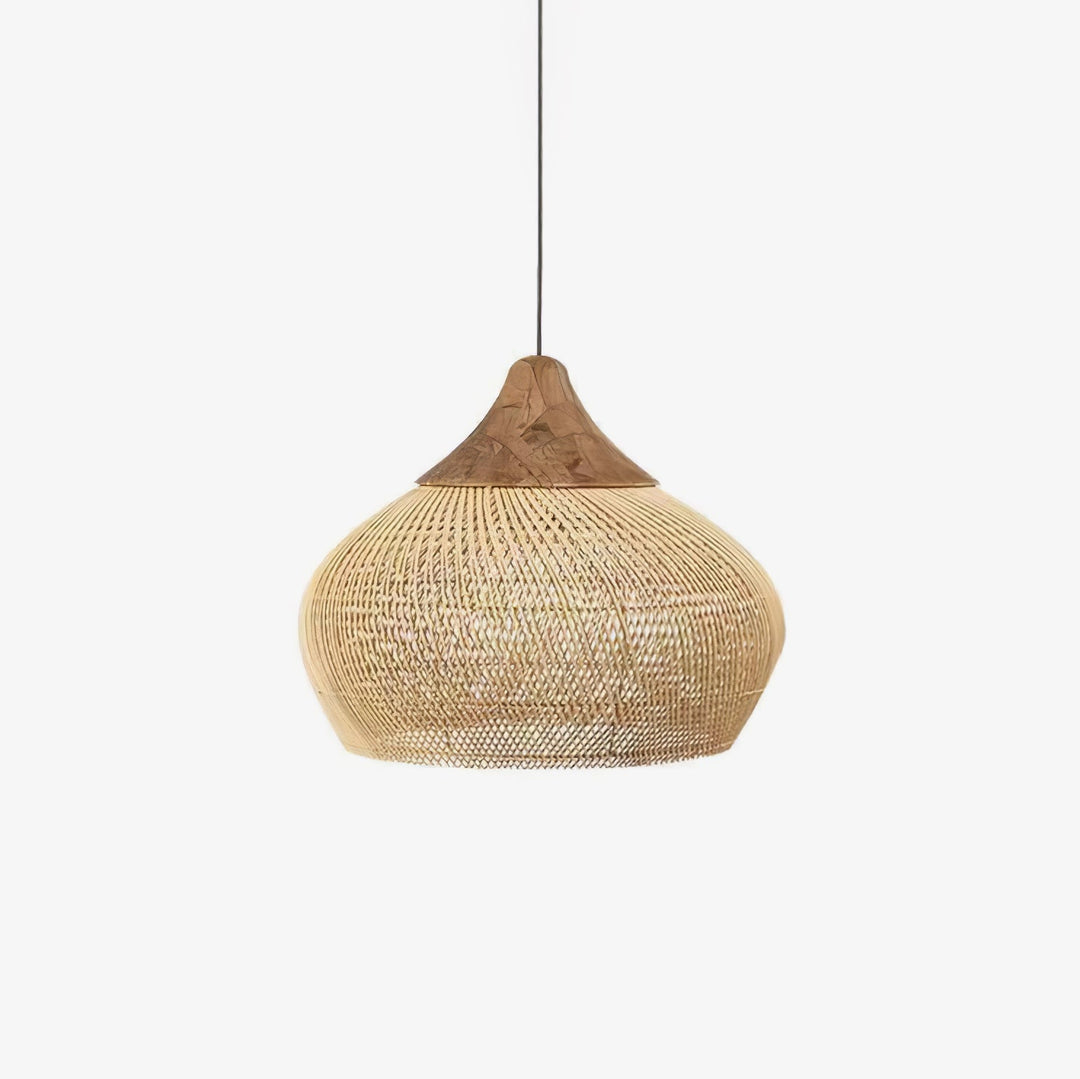 Skręcana Lampa Wisząca z Rattanu