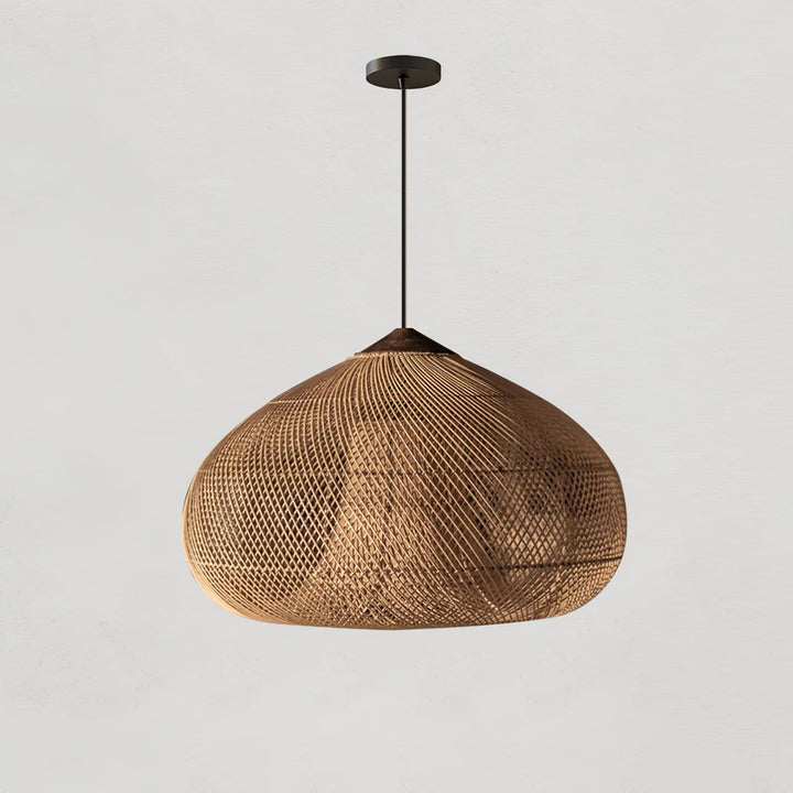 Skręcana Lampa Wisząca z Rattanu