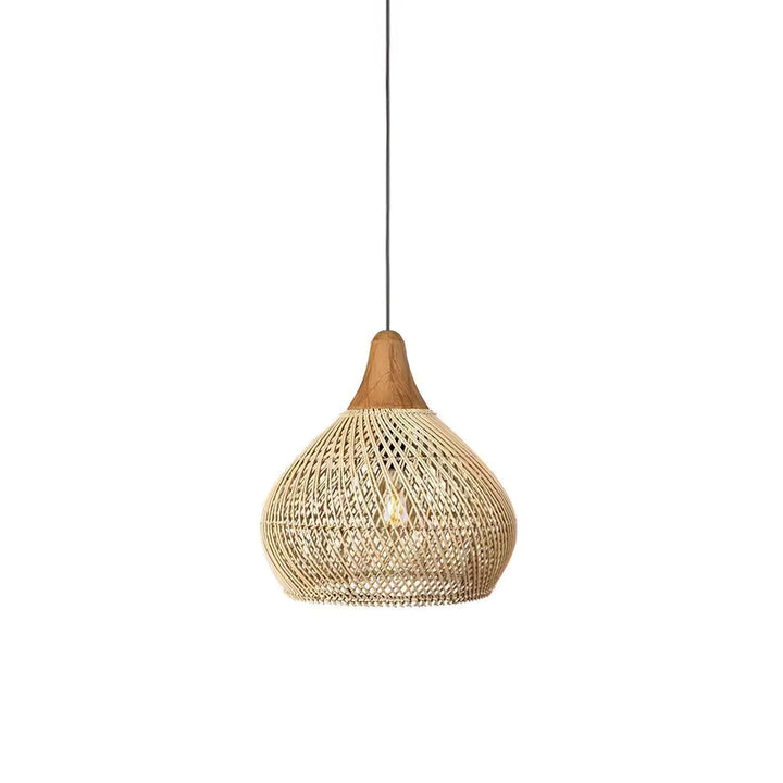 Skręcana Lampa Wisząca z Rattanu