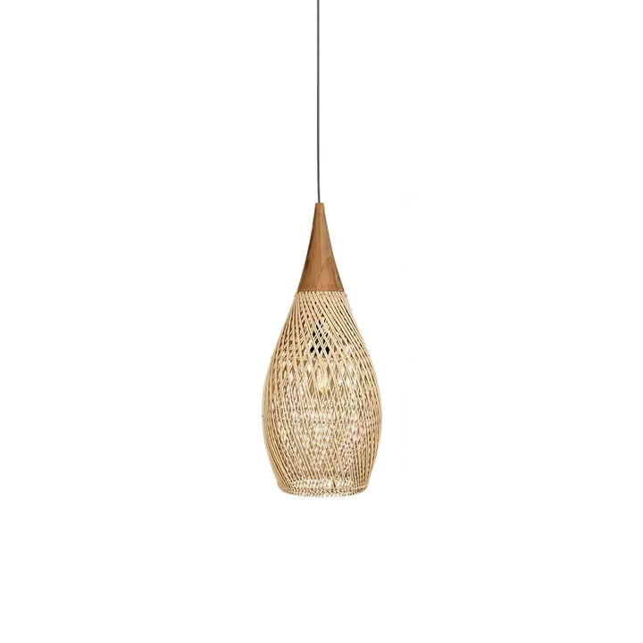 Skręcana Lampa Wisząca z Rattanu