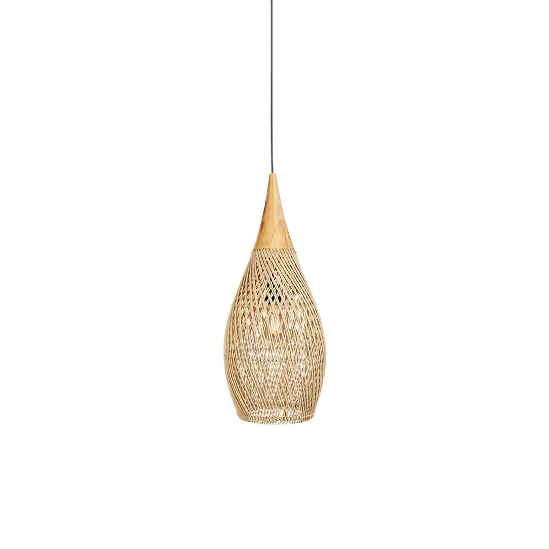 Skręcana Lampa Wisząca z Rattanu