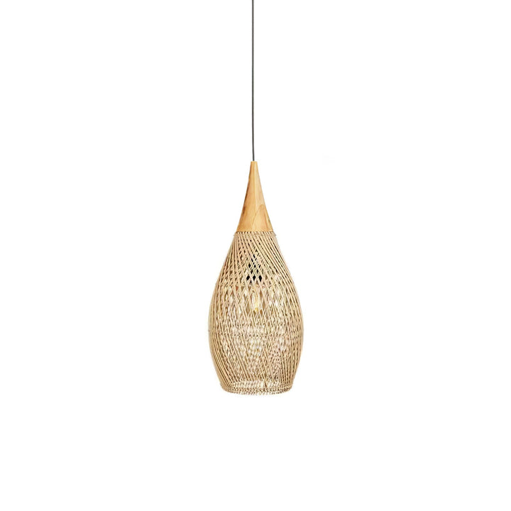 Skręcana Lampa Wisząca z Rattanu