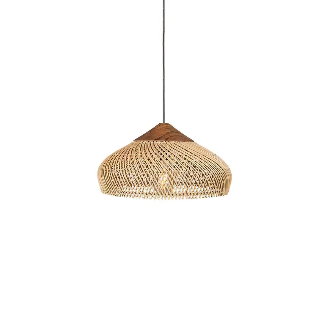 Skręcana Lampa Wisząca z Rattanu
