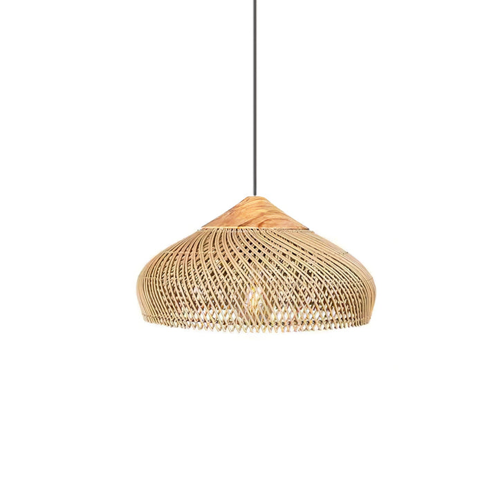 Skręcana Lampa Wisząca z Rattanu