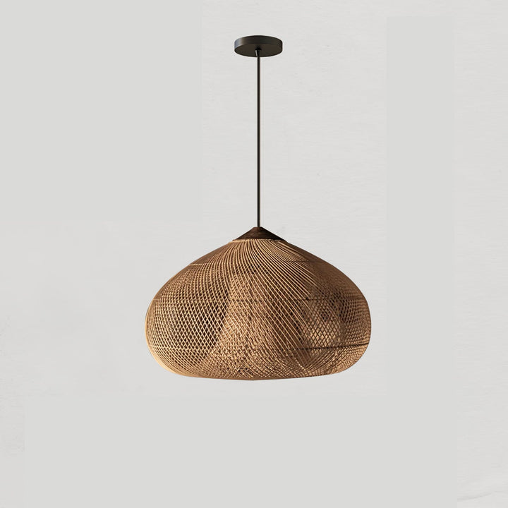 Skręcana Lampa Wisząca z Rattanu