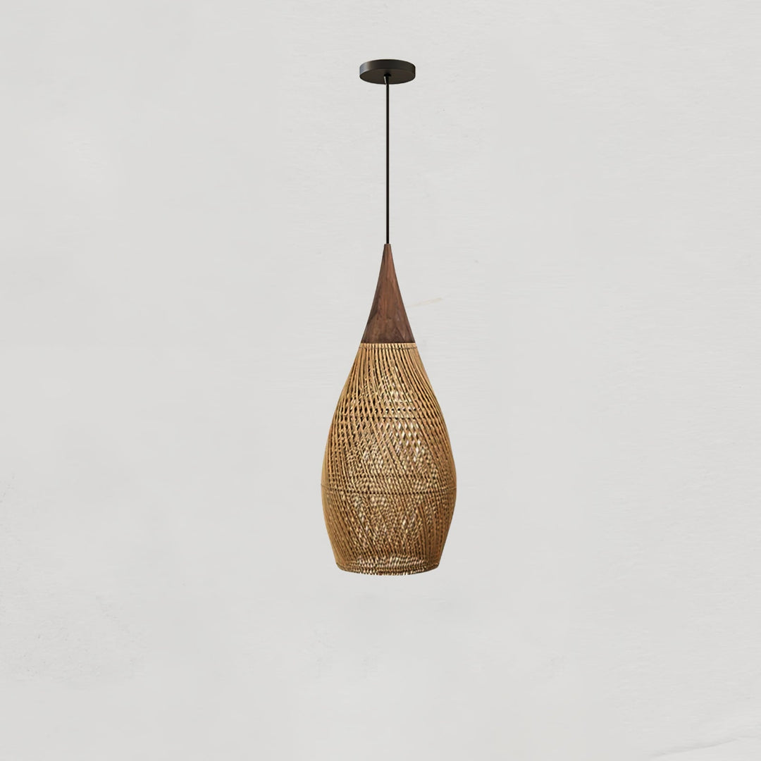 Skręcana Lampa Wisząca z Rattanu