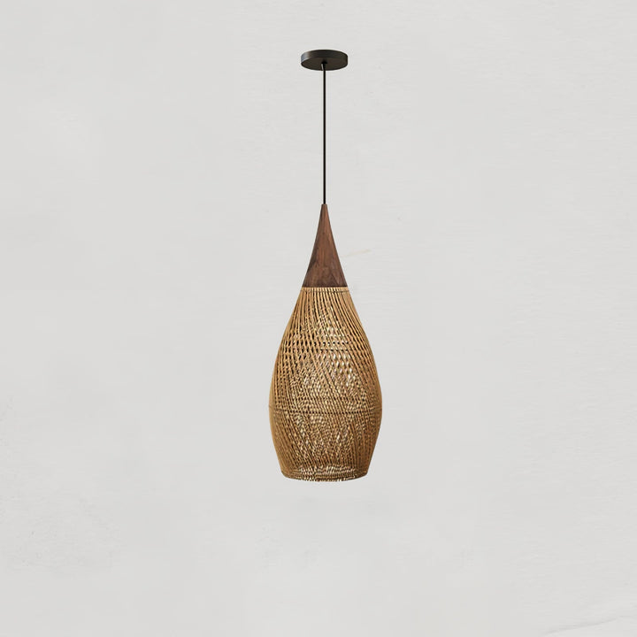 Skręcana Lampa Wisząca z Rattanu
