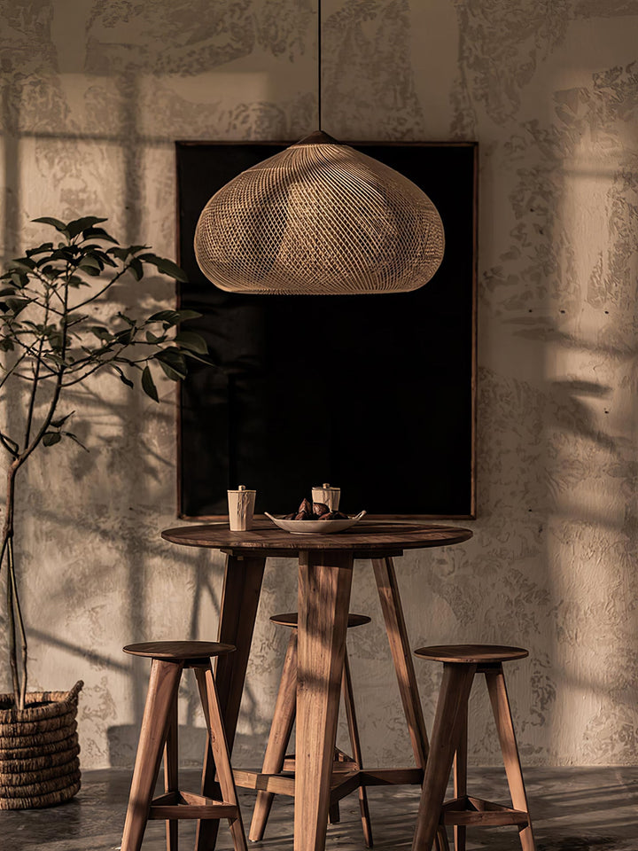 Skręcana Lampa Wisząca z Rattanu