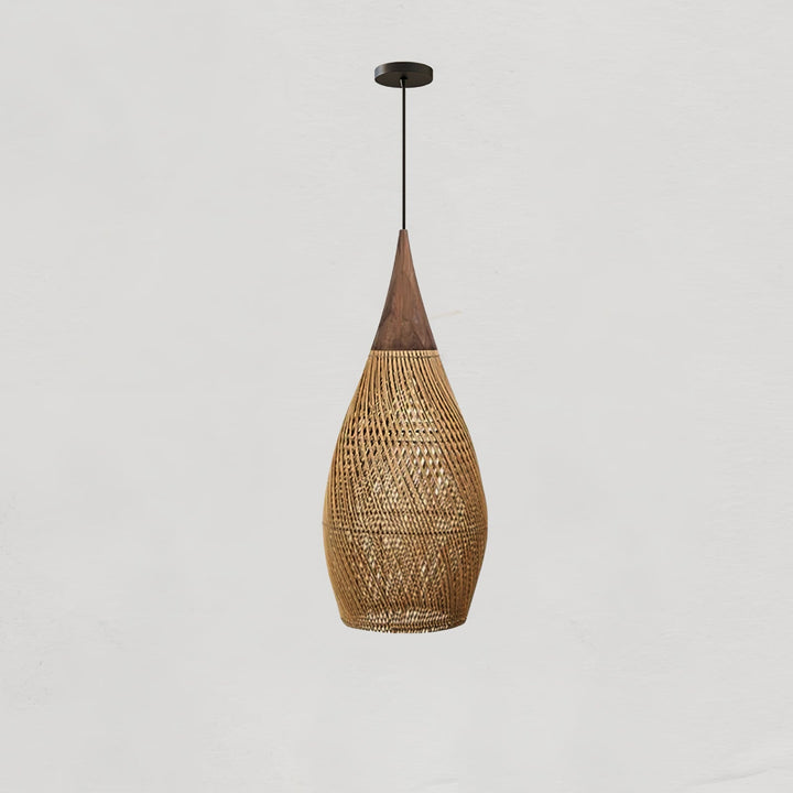 Skręcana Lampa Wisząca z Rattanu