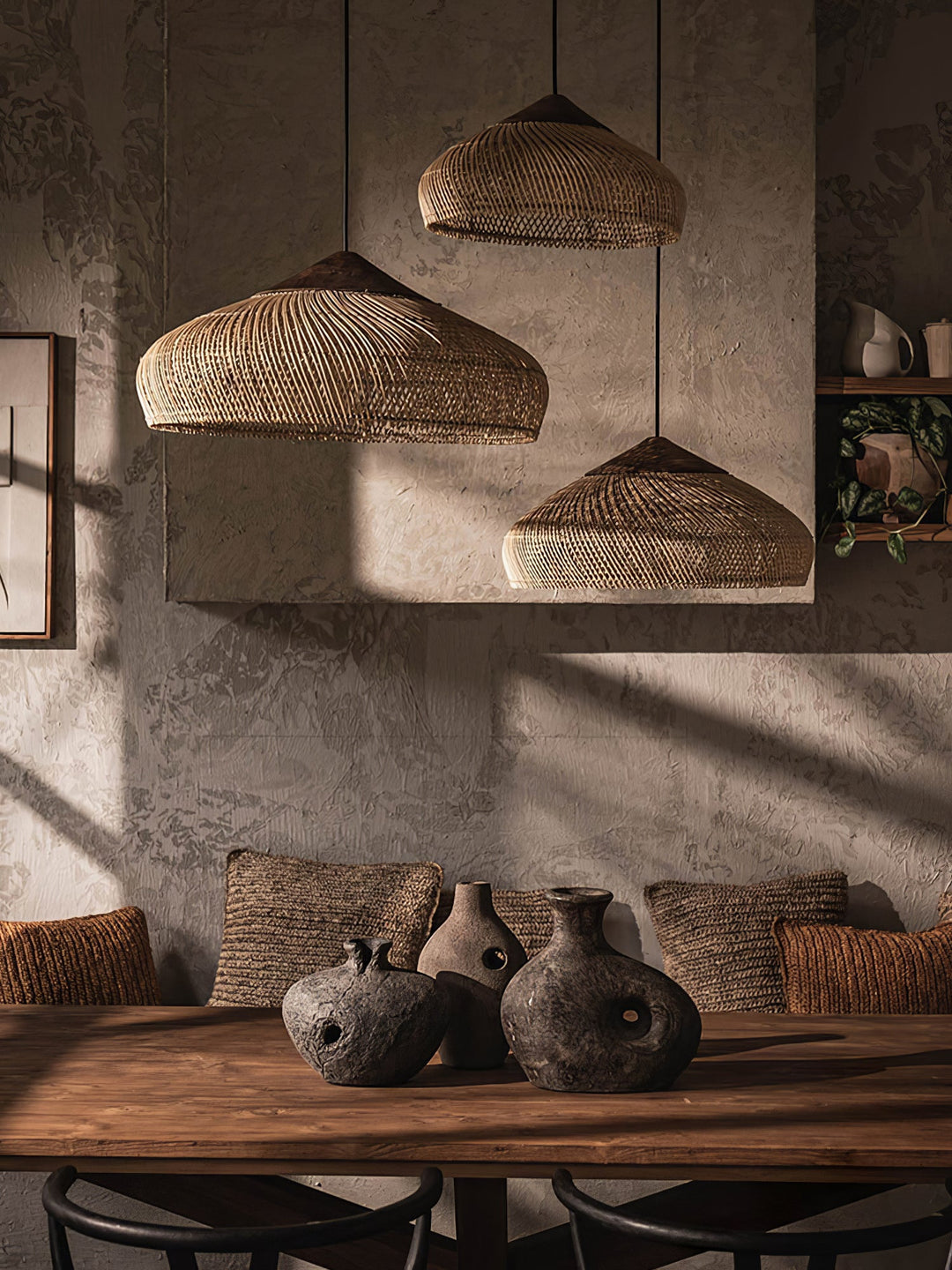 Skręcana Lampa Wisząca z Rattanu