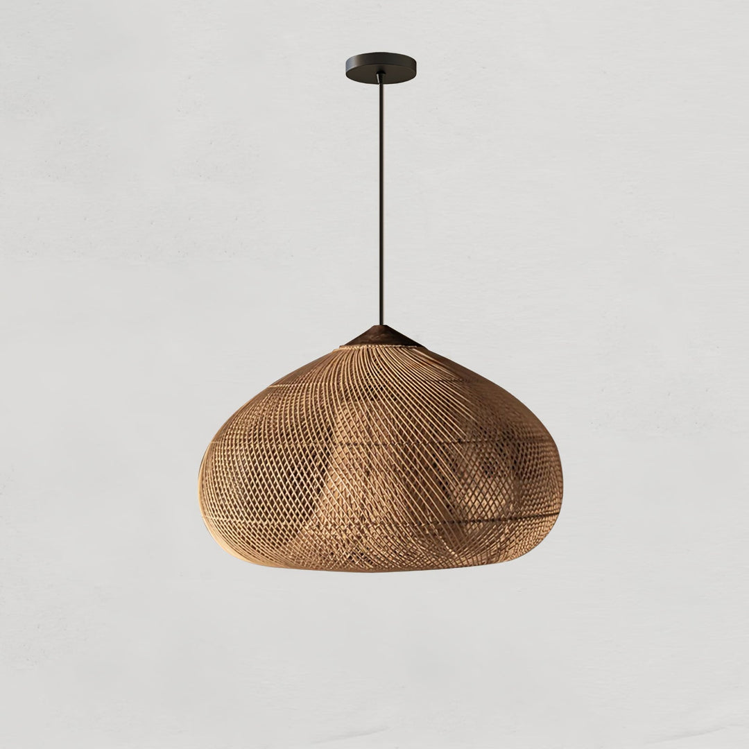 Skręcana Lampa Wisząca z Rattanu