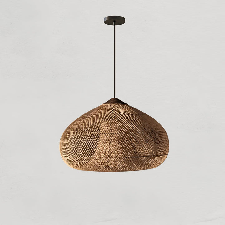Skręcana Lampa Wisząca z Rattanu