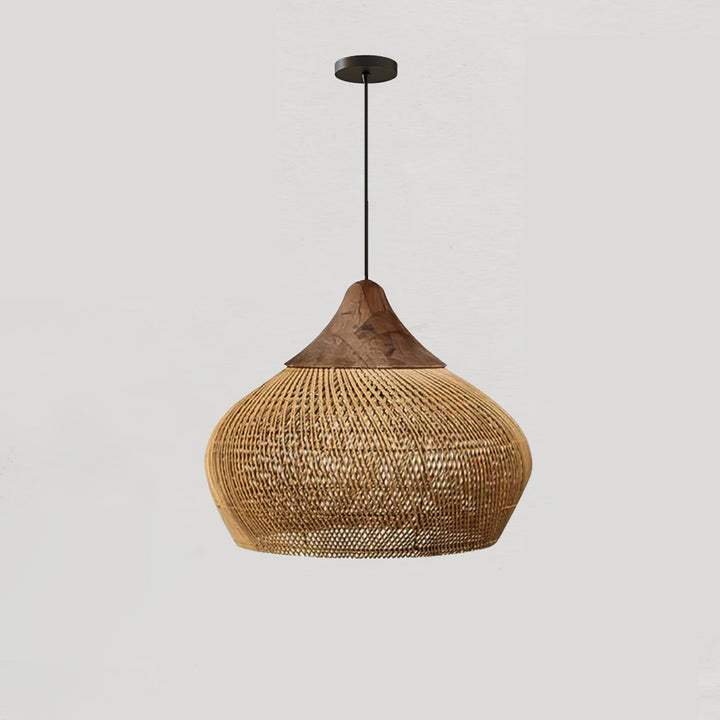 Skręcana Lampa Wisząca z Rattanu