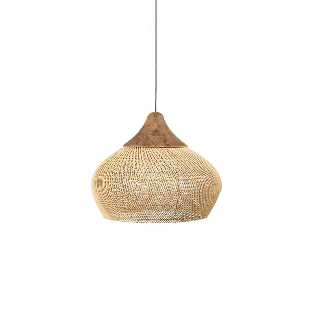 Skręcana Lampa Wisząca z Rattanu