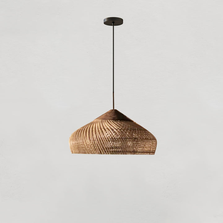 Skręcana Lampa Wisząca z Rattanu
