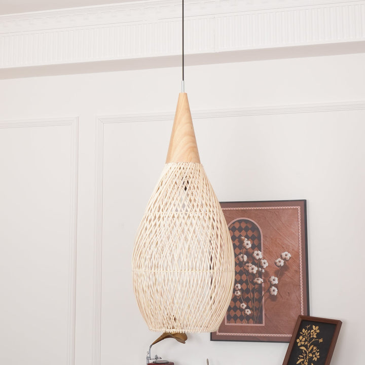 Skręcana Lampa Wisząca z Rattanu