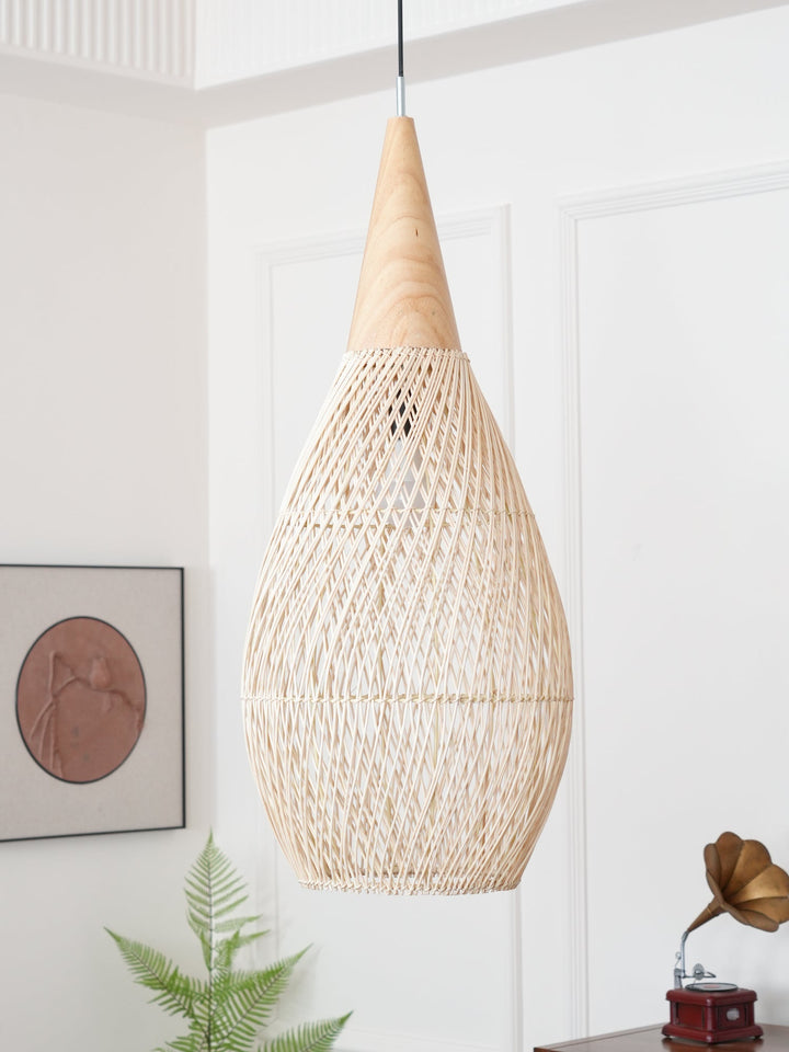 Skręcana Lampa Wisząca z Rattanu