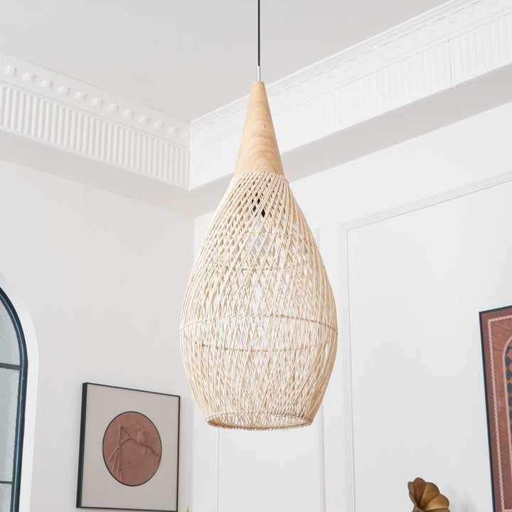 Skręcana Lampa Wisząca z Rattanu