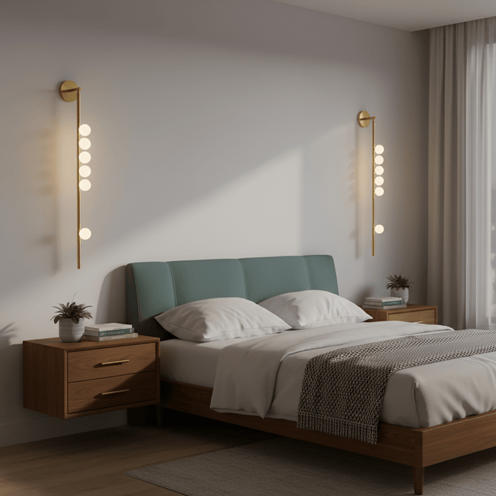 Lampa ścienna z mosiężnym szklanym rurką