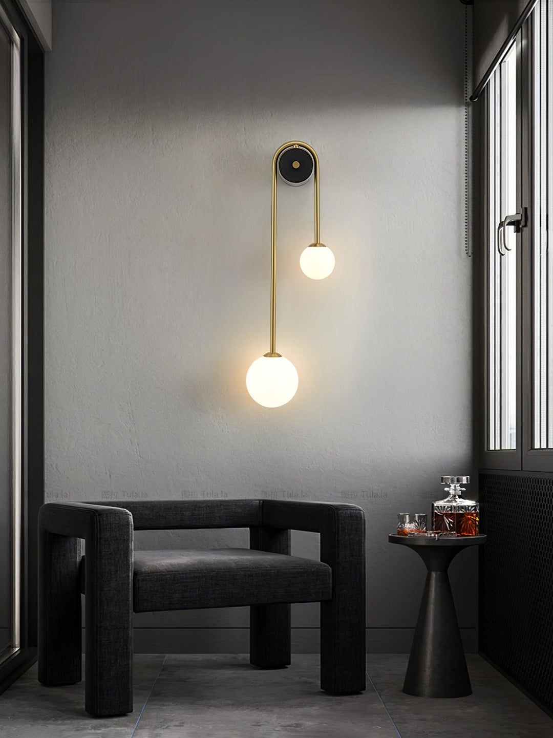 Lampa Ścienna Łukowa z Mosiądzu