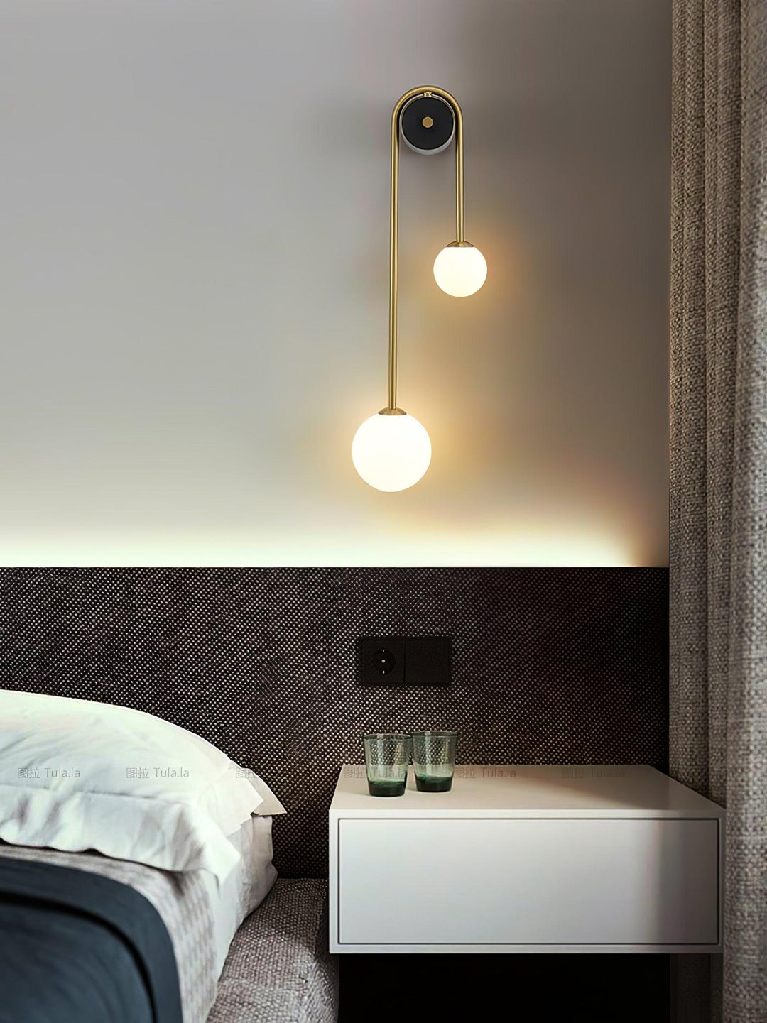 Lampa Ścienna Łukowa z Mosiądzu