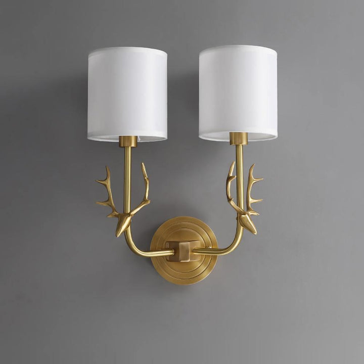 Mosiężna Lampa Ścienna w Kształcie Głowy Jelenia
