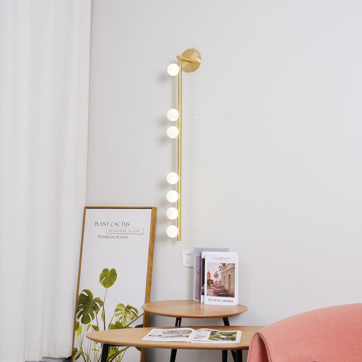 Lampa ścienna z mosiężnym szklanym rurką