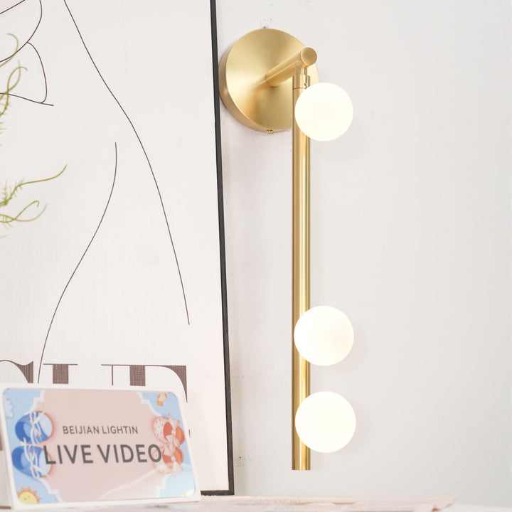 Lampa ścienna z mosiężnym szklanym rurką
