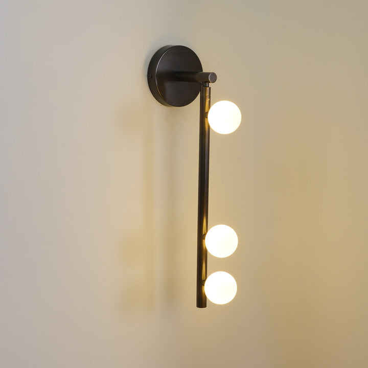 Lampa ścienna z mosiężnym szklanym rurką