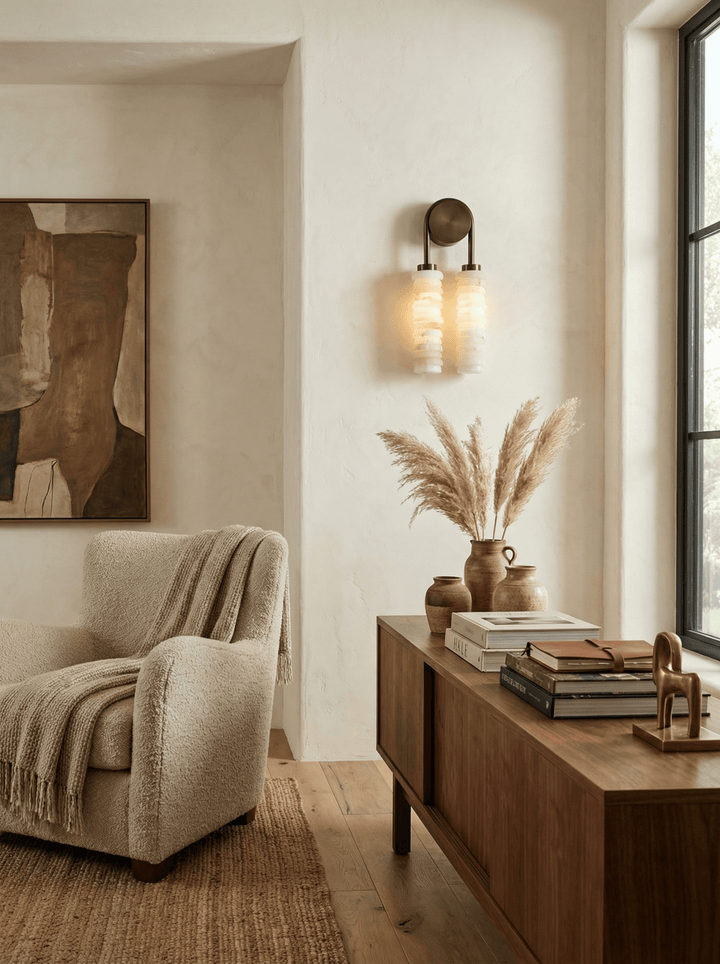 Kinkiet Calla z Żłobieniami w Alabastrze