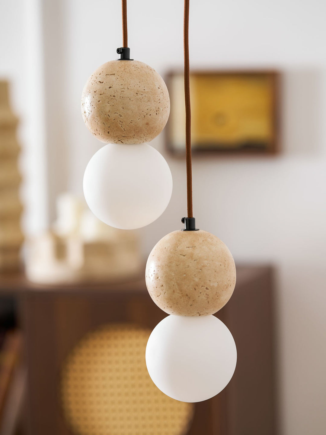 Lampa Wisząca Camille z Travertynu