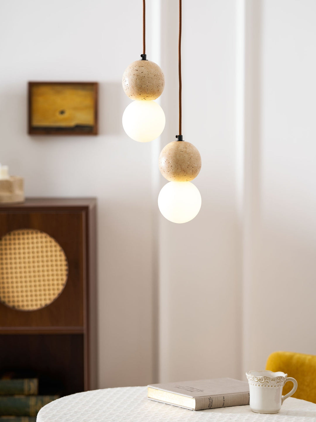 Lampa Wisząca Camille z Travertynu