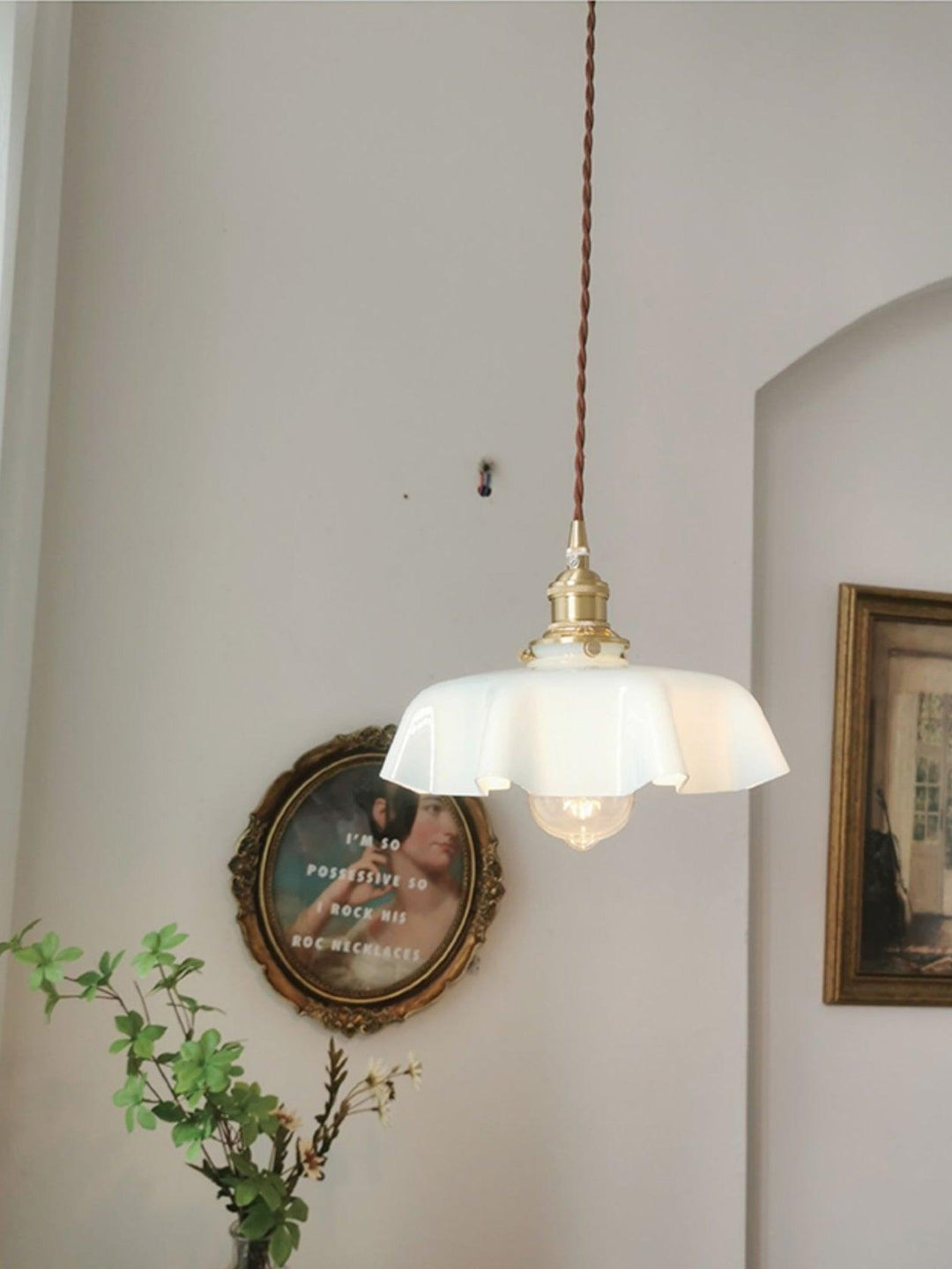 Francuska Lampa Wisząca Kwiatowa