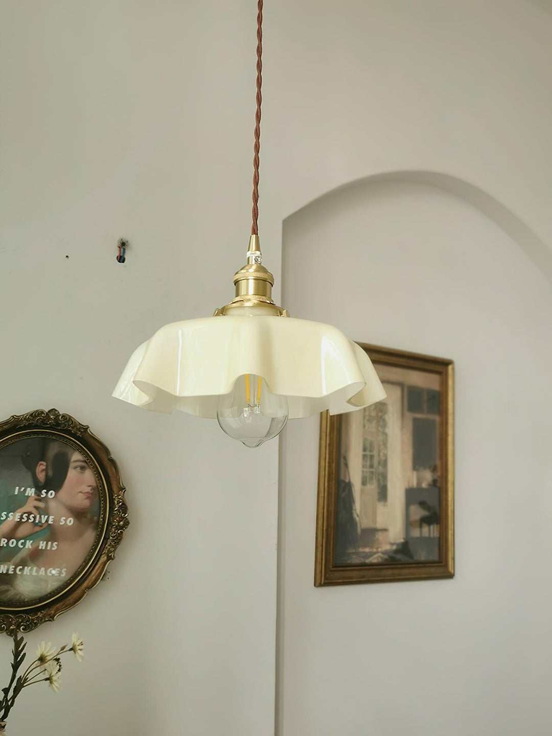 Francuska Lampa Wisząca Kwiatowa