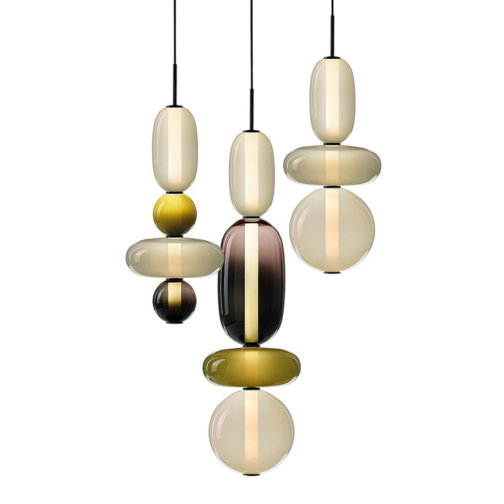Lampa wisząca z cukrowego szkła