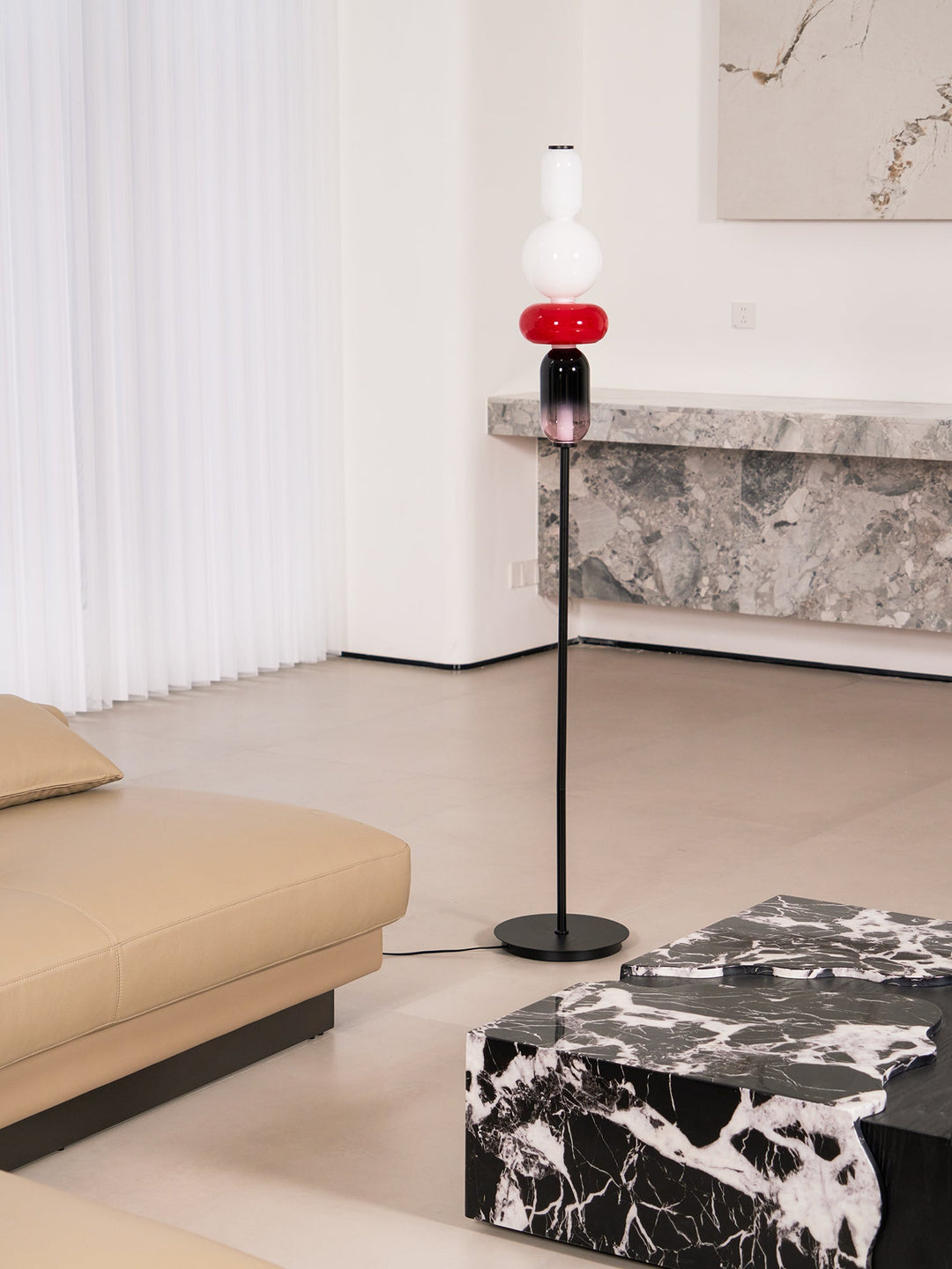 Lampa podłogowa z cukrowego szkła