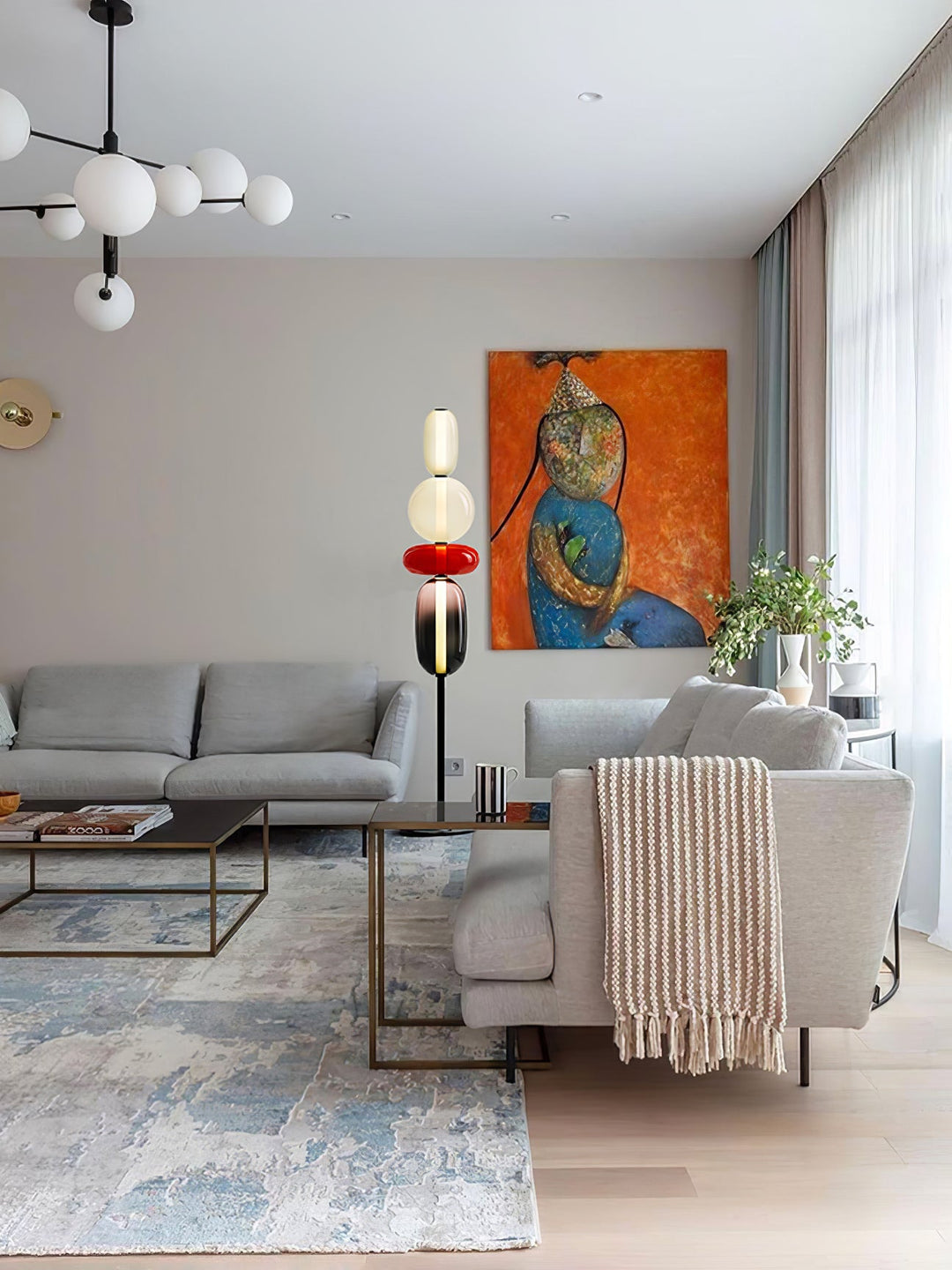 Lampa podłogowa z cukrowego szkła