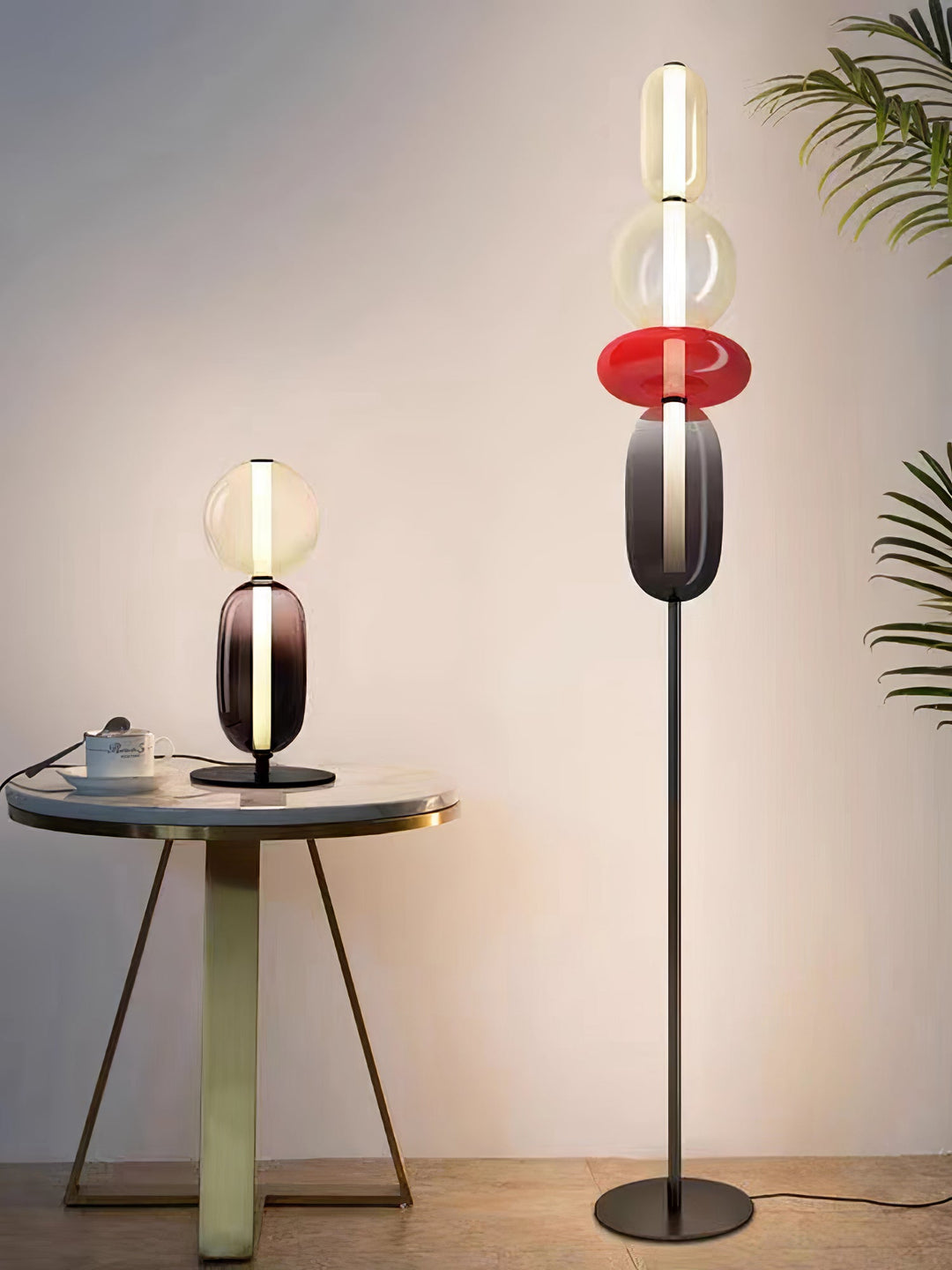 Lampa Stołowa Szklana Kandyzowana