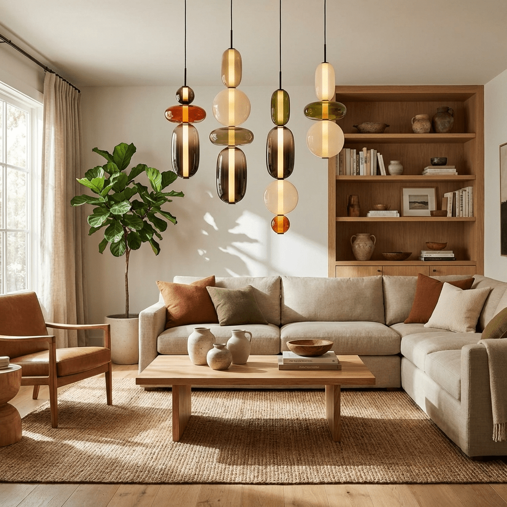 Lampa wisząca z cukrowego szkła